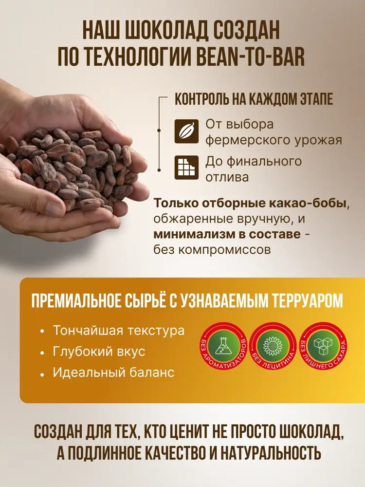 Какао тёртое кусочками (100% какао, CBD 200мг), MotherPlant, Вес 100гр.